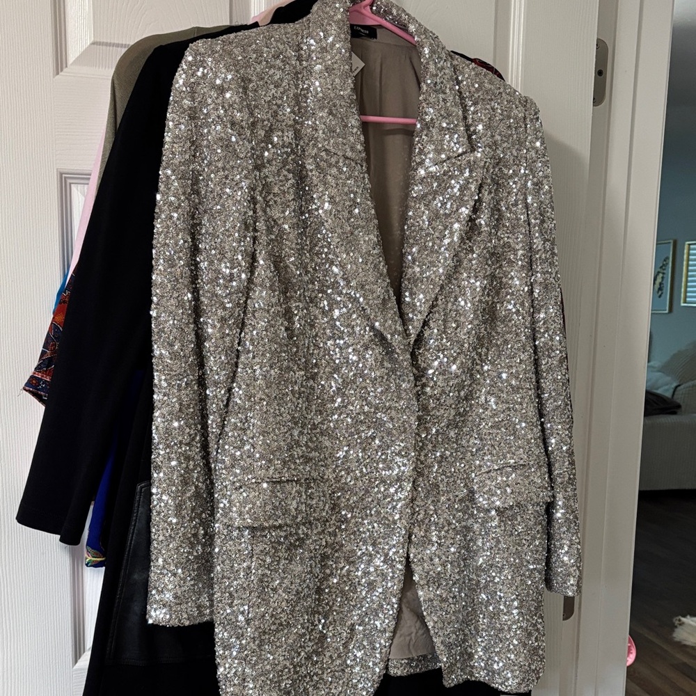 Express Silver Sequin Blazer